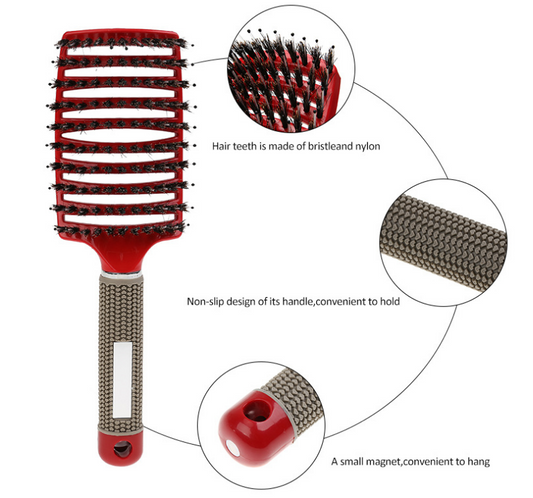 Hairbrush Anti Klit Brushy Haarborstel Detangler, Hair Brush Bristle Nylon Scalp Massage Teaser Hair Brush Comb
